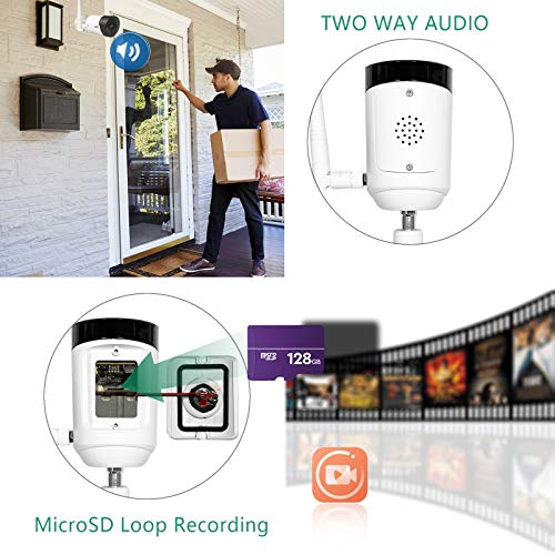 WiTi Outdoor Wireless WiFi Security Camera, with Wide View Angle 2.8mm Lens, 1080P FHD Surveillance Bullet IP Camera, Auto Night Vision and MicroSD Card Slot