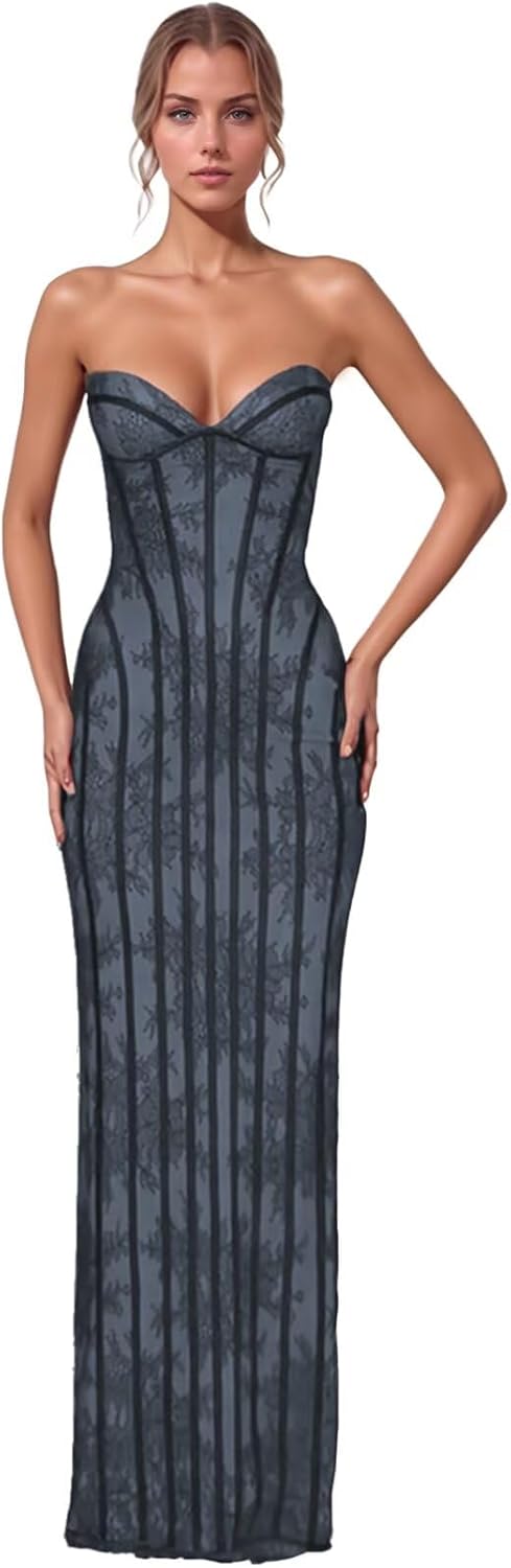Laces Strapless Prom Dresses for Women Wedding Guest Dress Corset Formal Evening Cocktail Party Gowns