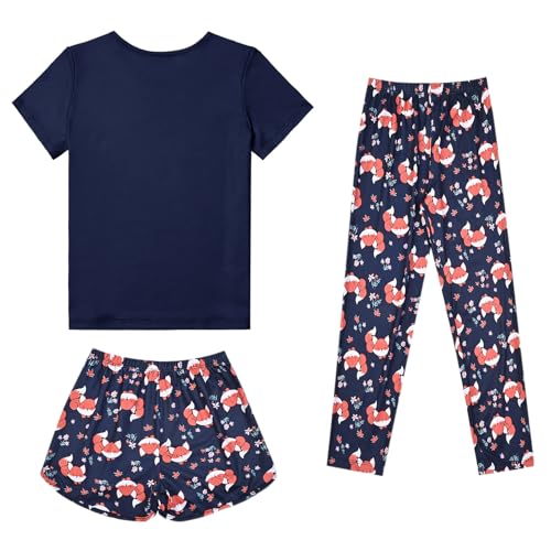 Image of Mirawise Girls 3 Pc Pajamas Sleepwear Cotton Pjs Clothes Set 4-13 Years