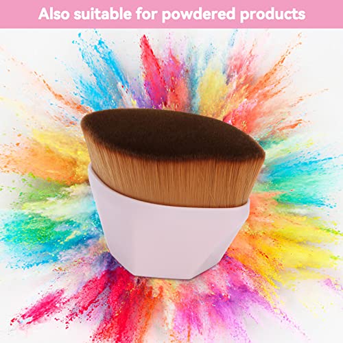 Agatige 3Pcs Foundation Brush With Case, Flat Top Hexagon Kabuki Foundation Brush Travel Makeup Brush For Blending Liquid, Cream, Powder Makeup (Pink) #TOP5