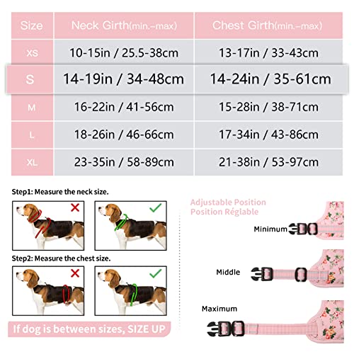 HEELE No-Pull Hundegeschirr, Brustgeschirr für Mittelgroße Hunde, Weich Atmungsaktiv Einstellbar Reflektierend Hundegeschirr Anti Zug mit Gepolstert Griff, Pink, S