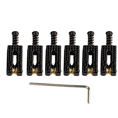 Surfing 6 Roller Bridge Tremolo Saddles Wrench for Strat Tele Electric Guitar Black