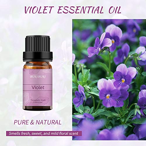 Image of BURIBURI Violet Essential Oil 10ml, 100% Pure, Undiluted, Natural Violet Fragrance Oil for Diffuser, Soap Candle Making
