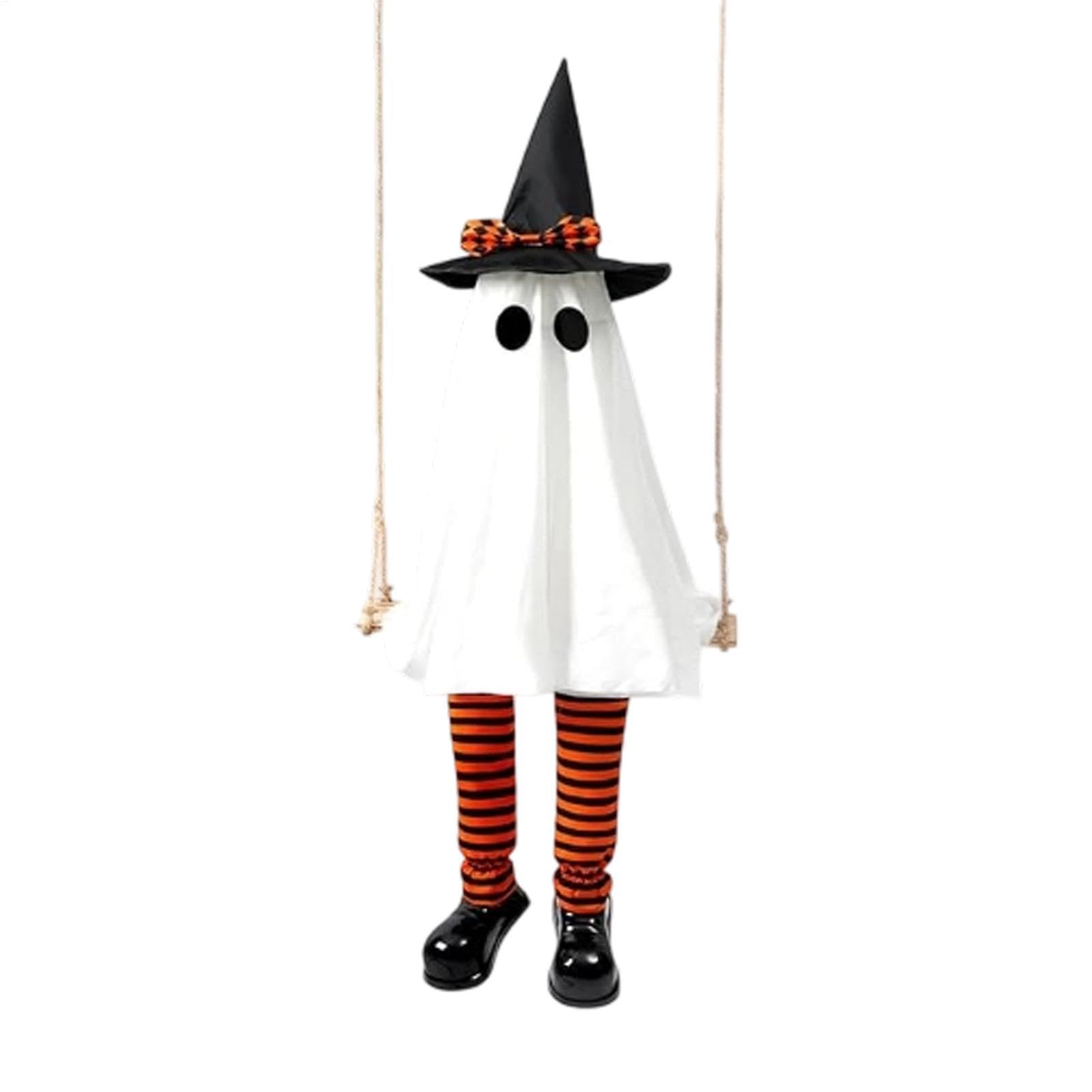 Swinging Ghost 1,8 m straszny gotycki rekwizyt z kapeluszem czarownicy łańcuch świetlny