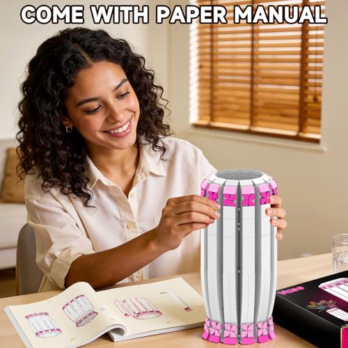 aphpaio Pink Vase for Flower Sets 10347, 10280, 10328, 10342, Perfect for Displaying Artificial Flowers, Valentine's Day for Women, Girls, and Adults (Vase Only) - image 4