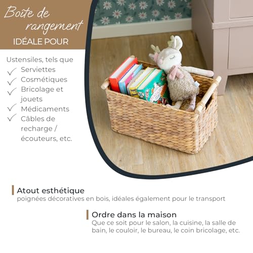 Panier de rangement tressé jacinthe d'eau boîte de rangement