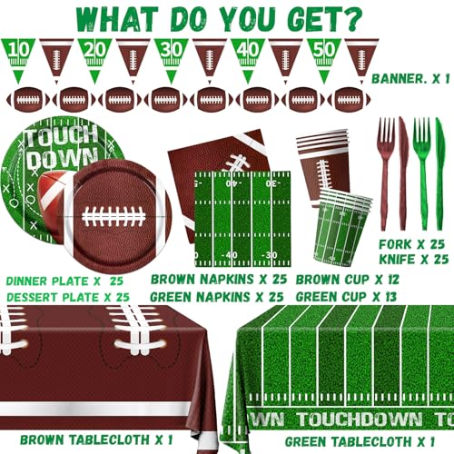 image for CMUSKO Football Party Supplies Kit Serve 25, 178Pcs Football Theme Par