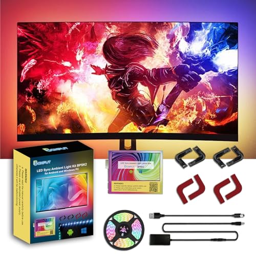 Image of Gaming LED Strip Lights 9.84ft with CH1 Connectors Screen Sync RGB Backlight for 32-43 Inch PC Monitor & TV Music Sync LED Light Bar Works with Windows & Android TV Box BPSK2
