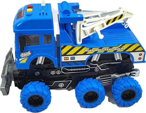 Image of Monster 6x6 Tow Truck Friction Powered Unbreakable With Light and Sound Pull Back Vehicles Toy for Kids (Colors as Per Stock)