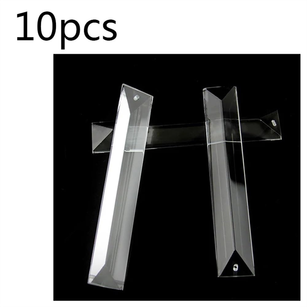 Attrape-Soleil de Jardin Prisme Triangulaire Transparent en 1 Trou/2 Trous, pièces de pendentifs de Lustre Colliers pendentifs Faits à la Main(22x220mm 10pcs)