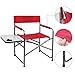 PORTAL Portable Compact Steel Frame Director’s Side Table Lightweight Oversized Chair for Outdoor Camp Fishing Picnic Lawn, Support 225lbs, Red