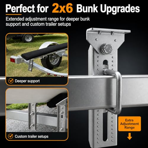 Wellmax 10" Boat Trailer Bunk Brackets, Heavy Duty Swivel, 4-Pack, Silver by Wellmax - Used condition - Image 5
