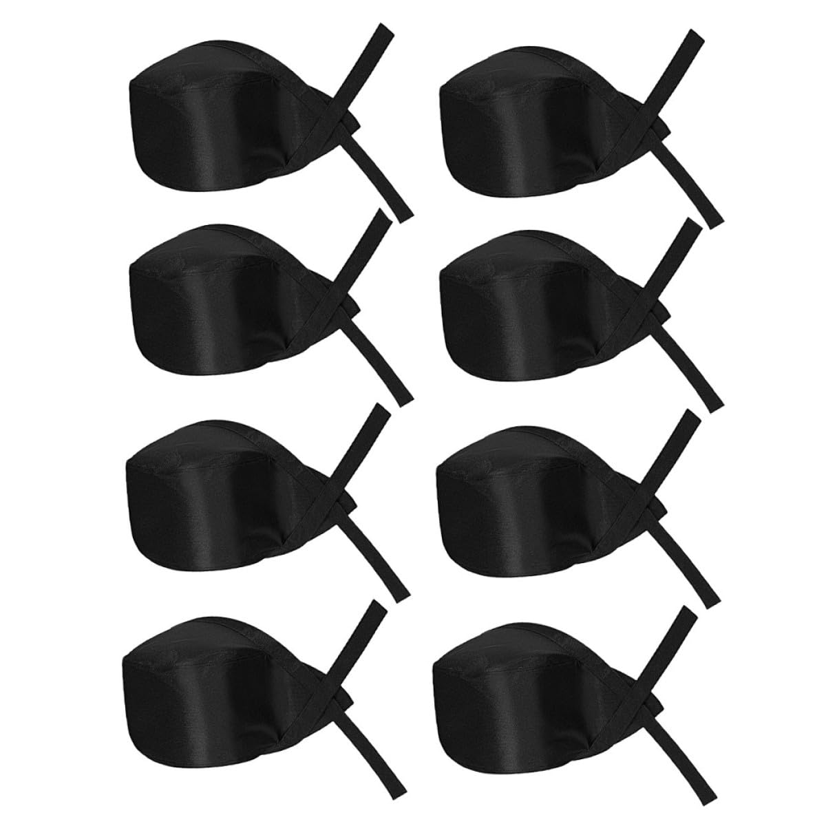 jojofuny 8 Gorros de Chef Negros de Algodón Lazos para Cocina y Barbacoa, Unisex, Diseño Japonés Simple Que Previene la Pérdida de Cabello y Protege del Humo de Aceite