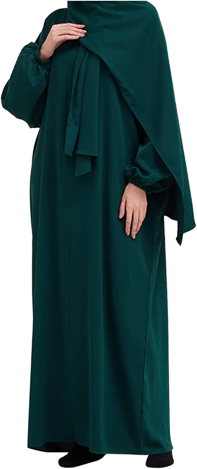 Kaftan Dresses for Women Traditional Long Maxi Robe Abaya Eid Dress with Hijab Long Sleeve Ethnic Muslim Clothes