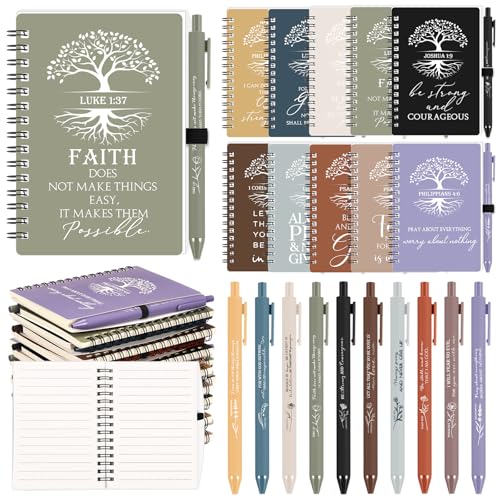 Carnet de prière chrétiens à spirale Lot de 20 calpins avec arbre de vie et versets