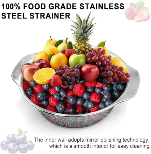 Colander for Kitchen, 1.5 QT Stainless Steel Strainer, Rice Strainer Bowl - image 6