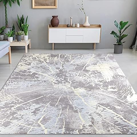 renoazul® Abstract Area Rugs for Living Room, Hallway, Bedroom and Office, 120 x 170 cm, Ochra, Soft Thick Pile Fluffy Thick Plush Modern Luxury Rug Cover