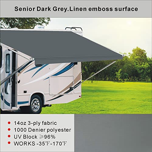Dulepax Rv Awning Fabric Replacement(16.2Ft Fabric) Heavy Duty 14Oz Vinyl Fabric Awning For Camper, Universal Camper Awning Replacement For All Trailer Awning Brands Grey #TOP1