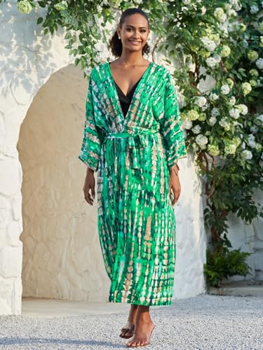 Image of Women's Kimono Cover Up Long Beach Dress Swimsuit Cover Ups Colorful Cardigan Lightweight Robe for Swimwear