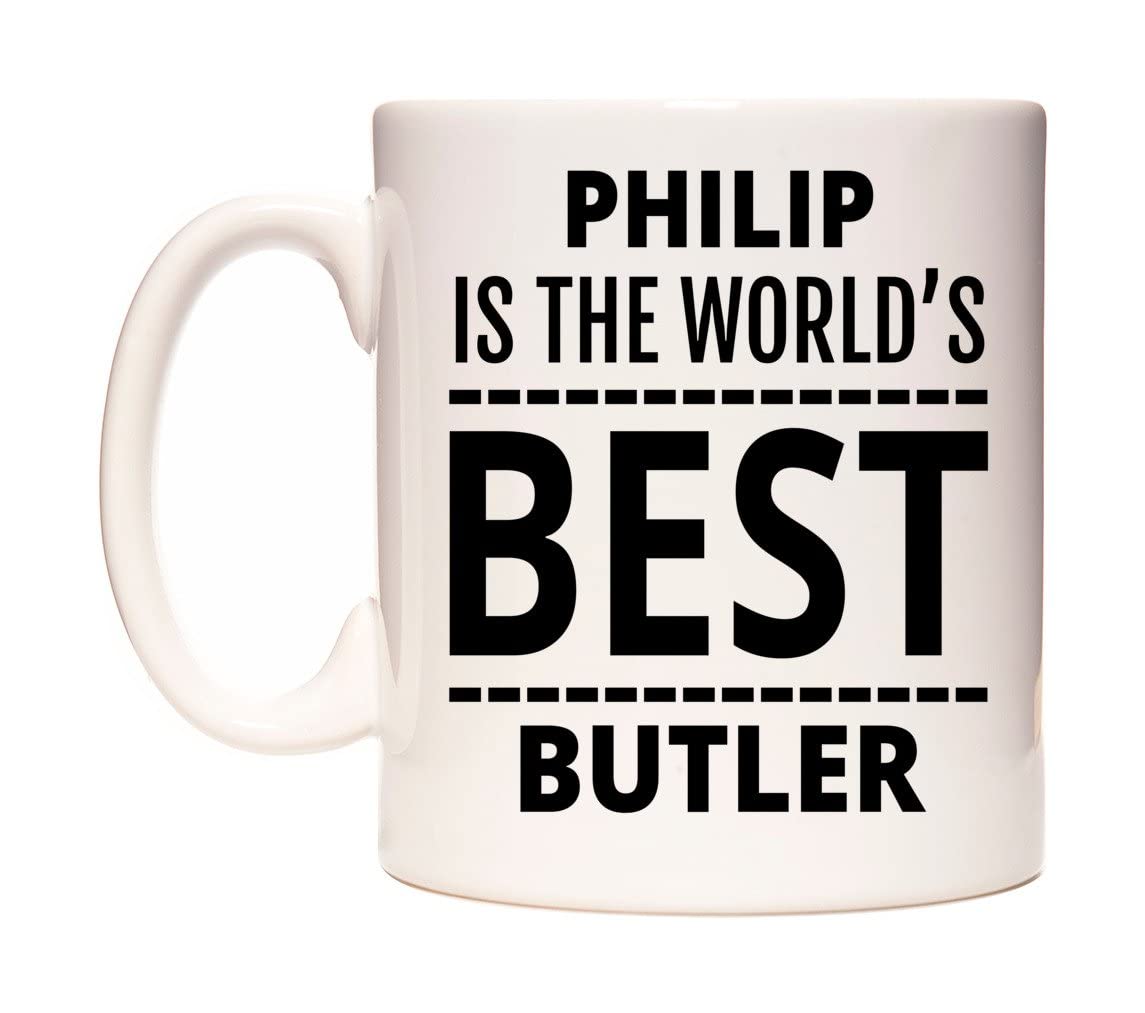 WeDoMugs Philip is The World's Best Butler Ceramic 11oz Coffee Tea Gift Mug Cup