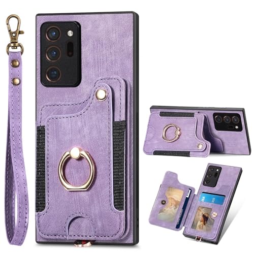 Étui portefeuille Galaxy Note 20 Ultra antichoc avec porte-cartes et dragonne amovible