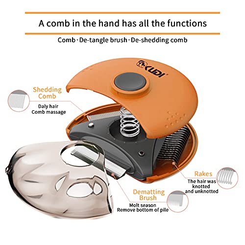 Joypaws-3-in-1-Haustier-Fellpflege-Kamm-fuer-Katzen-und-Hunde-Orange
