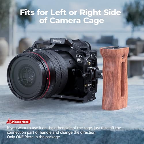Image of SMALLRIG Universal Side Wooden NATO Handle Grip DSLR Camera Cage w /Cold Shoe Mount Built-in Wrench, Threaded Holes