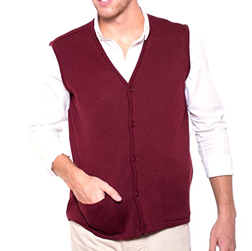 Dipuman Chaleco Elegance Caballero Abierto, con Botones y Bolsillos (XX-Large, Granate)