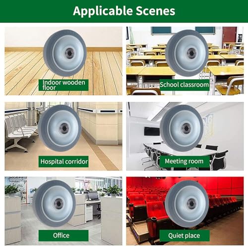 2-Pack Heavy Duty PU Caster Wheels with Bearings – Replacement Plate Mount Wheels for Hand Trucks, Platform Carts, Shelves & Industrial Utility Dollies (grey, 5inch)