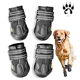 Easiestsuck Dog Boots 4 Pcs,Waterproof Dog Shoes,Outdoor Dog Snow Boots,Dog Booties with Two Layers...