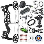 Poearcus Archery Compound Bow Set 40-70lbs Adjustable Steel Ball and Arrow Dual Purpose Bow Hunting Bows for Shooting Bowfishing Targeting Let-off:80% (Compound bow set)