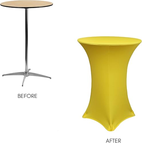 Miniatura 2 de YOUR CHAIR COVERS - Mantel redondo de elastano elástico para cóctel, 30 pulgadas de profundidad x 42 pulgadas de alto, color amarillo, mantel