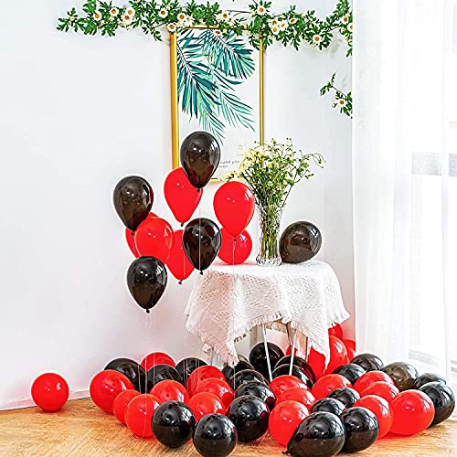 ZYOOO Kleine Luftballons Schwarzer Rot 5 Zoll/12.7 cm Rot und Schwarzer Kleine Ballons - 100 Stück Cover