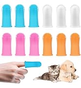 12 Pcs Dog Toothbrush, Dog Finger Toothbrush, 360-Degree Silicone Pets Teeth Cleaning Toothbrush ...