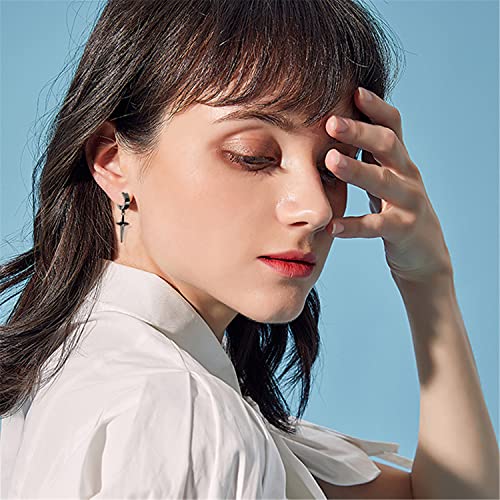 Andpai Personalized Punk 316L Stainless Steel Cross Star Hoop Dangle Drop Earrings Small Black Kpop Stainless Steel Geometry Huggie Hoop Earrings thumb #3