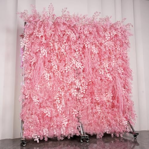 Image of 5D cloth-based artificial flower wall background wall, outdoor wedding decoration background wall, artificial rose hydrangea large flower wall is suitable for weddings, parties, birthdays, shopping ma