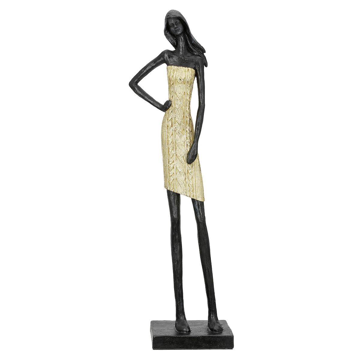 GILDE Figur Dorada, Kunstharz, goldfarben/schwarz, Fraumotiv, H: 44,5 cm, B: 13,5 cm, T: 8 cm - Deko, Skulptur, Wohnaccessoire, Geschenkidee
