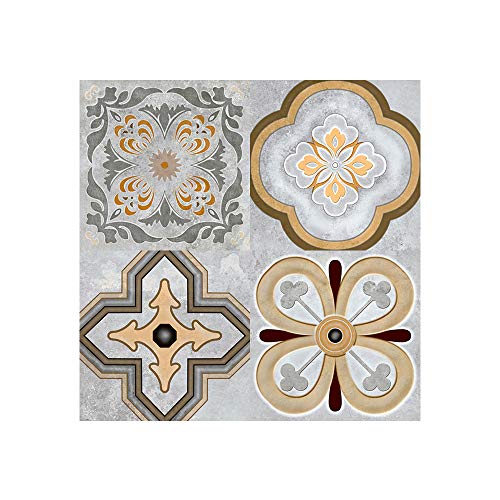 Spanish Antique Tile Placard Peel Vinyl Floor Tile,Floor Stickers,Decorative 12X12 Inch（8 Pack）Vinyl Appliques For Attachment To Windows, Mirrors, And Other Solid Surfaces (004) #TOP20