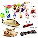 Jouets Chat, 23 Pièces Jouets Chat lot, Interactif Jouets pour Chat Intérieur Jouets pour Chatons, Baguette pour Chat, Cataire Jouets Poisson, d'herbe à Chat Naturel Matatab (23 Pièces)