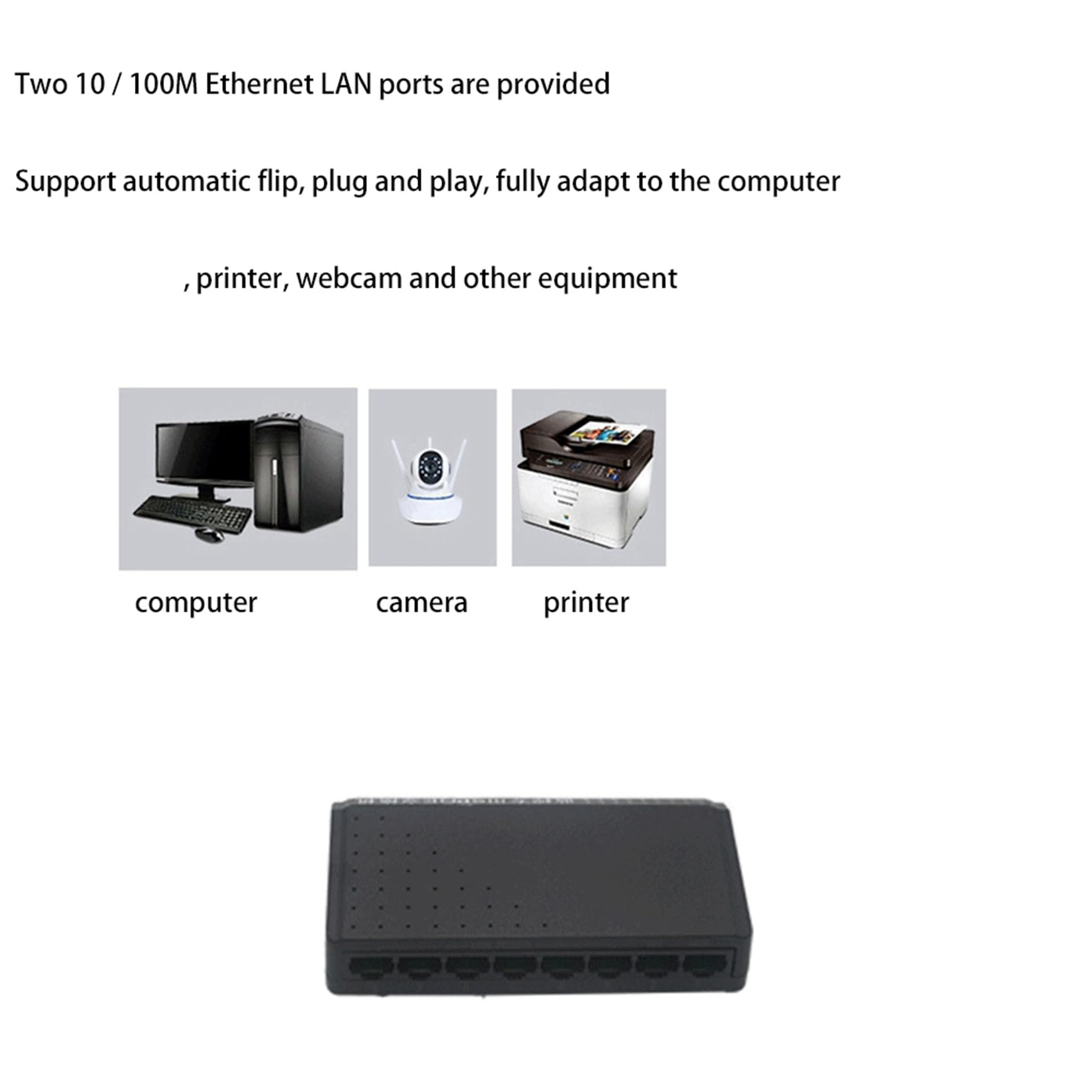 10X 8 Porte 6 + 2 Switch Poe Iniettore Power al RJ45 di Rete della Famiglia Ethernet 10/100M per Telecamere Adattatore di Alimentazione