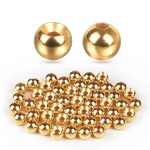 TG-DZURI Tungsten Beads for Fly Tying, 50pcs Tungsten Cyclops Beads Gold Color 3.5mm Sizes Fly Tying Materials Beads Hook Size 10#-12#