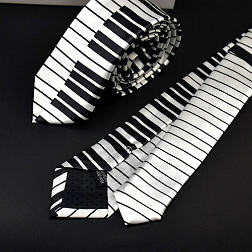 Xuniu Cravate Cravate de Clavier de Piano pour Hommes Cravate Classique Mince Musique Maigre Cravate Noire et Blanche