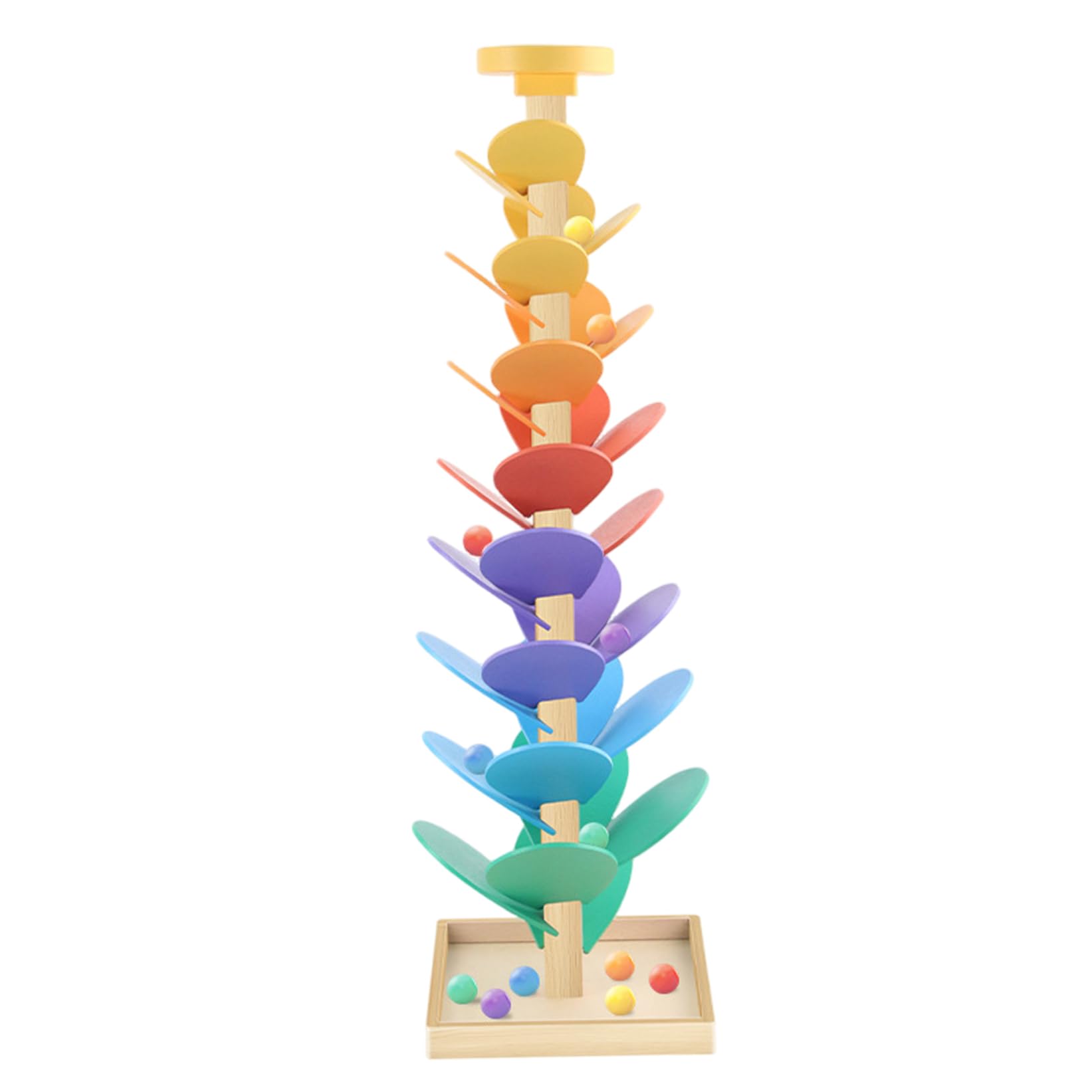 Murmelbahn-Musikbaum aus Holz – Montessori-Spielzeug für Kleinkinder, mit 12 bunten Bällen und beruhigenden Melodien, sensorischer Kugellauf für Kinder von 3–5 Jahren