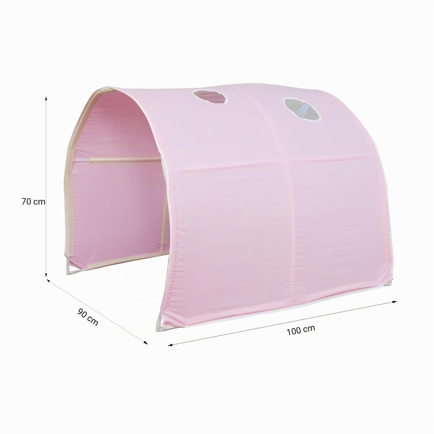 Homestyle4u 2555, Kinderhochbett Weiß 90 x 200cm Holz Kiefer rosa Hochbett Turm Tunnel Leiter Vorhang Rutsche Lattenrost