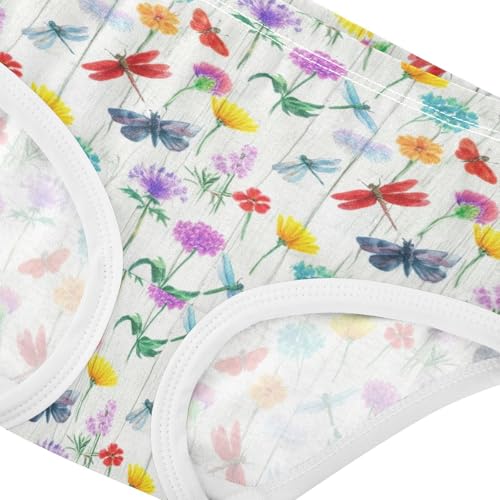 Joisal Cotton Girls Underwear Toddler Vintage Wildflowers Dragonflies Girl Panties Cute Animals Underpants Briefs 2t4