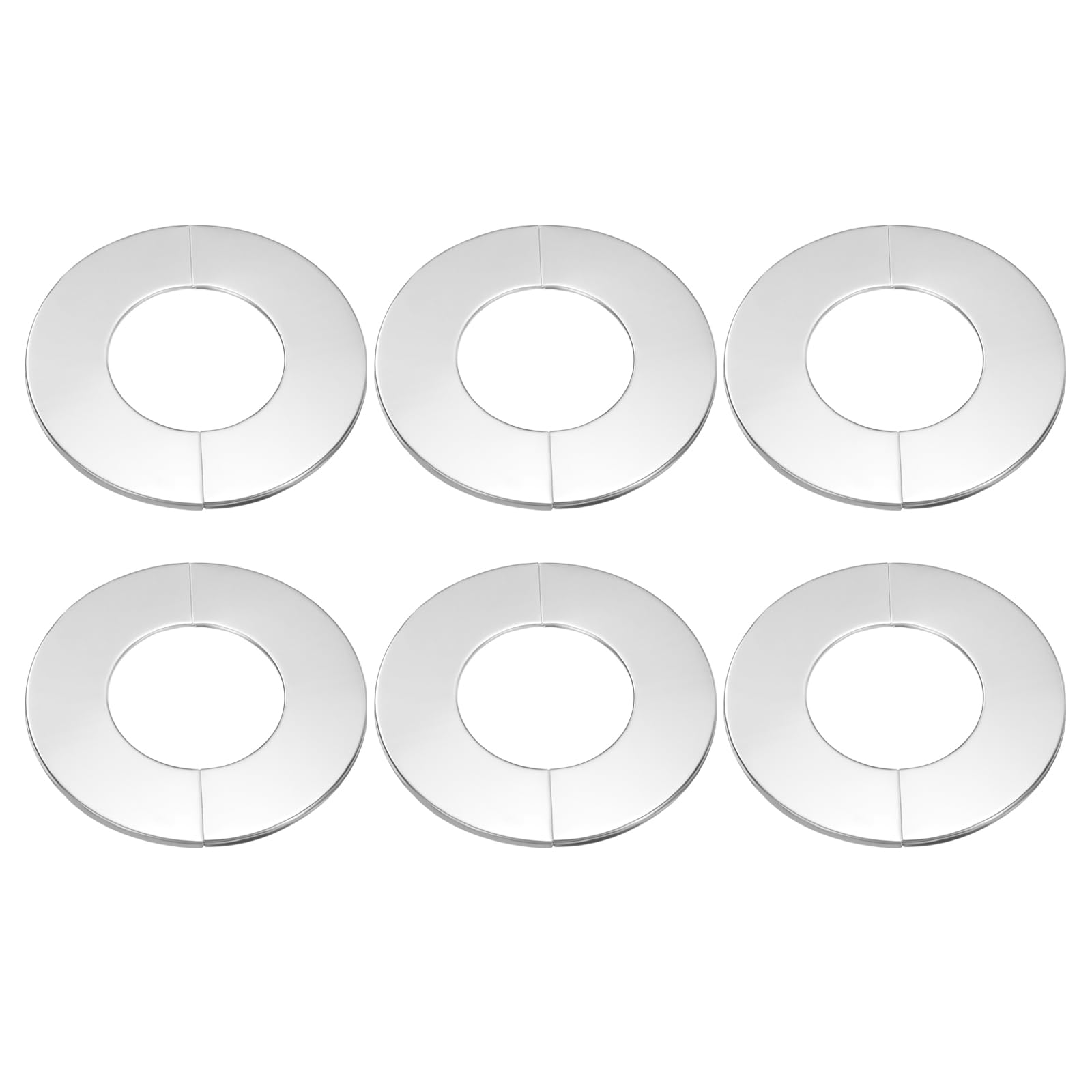 sourcing map 6pcs Wall Split Flange 2.8" (71mm) Stainless Steel Round Self-Adhesive Split Flange Pipe Cover Clip-on Escutcheon Collar for Floor Ceiling Bathroom Kitchen Toilet