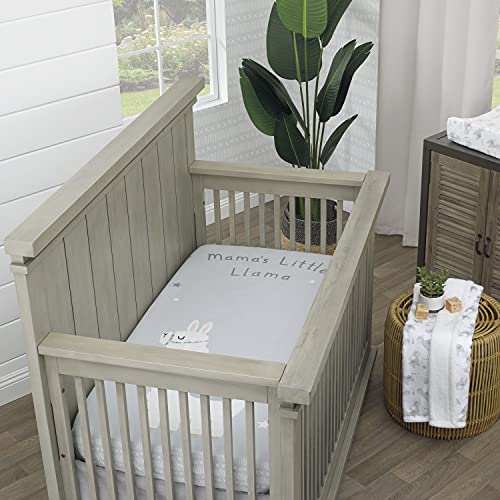 Image of NoJo Mama's Little Llama Grey, White and Charcoal 100% Cotton Photo Op Fitted Crib Sheet