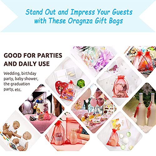 Image of Dealglad 100pcs Drawstring Organza Jewelry Candy Pouch Party Wedding Favor Gift Bags (3x4 inch, Red)