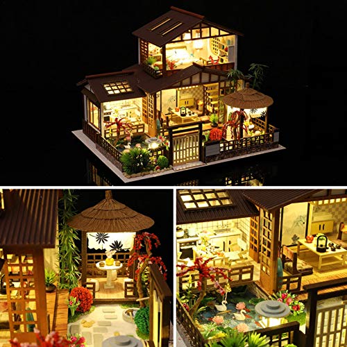 Xiaolajiao Miniature Dollhouse Kit With Furniture And Music, Diy Wooden Chinese Japanese Style Retro Villa Dollhouse Kit Handmade Assembled Model Birthday Gifts For Kids And Adults #TOP4