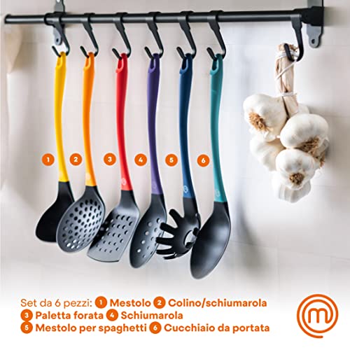 MasterChef Set Utensili Cucina con Mestoli, Spatola, Cucchiaio, Leccapentole, Set Pasticceria e Altro AntiGraffio e Resistente al Calore, Casa Accesori Antiaderente, Multicolore - immagine 3